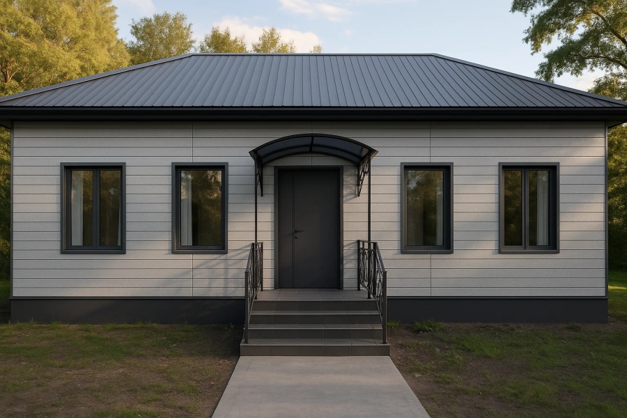 Устройство фасада ДК с. Ударное с утеплением